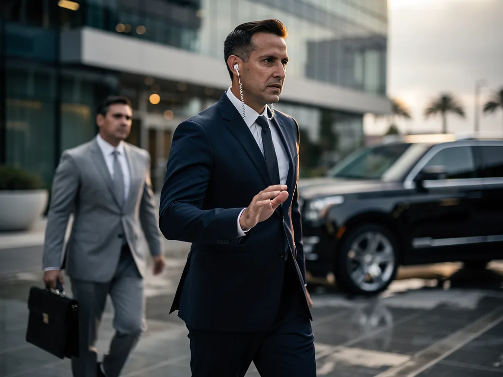 Executive protection agent close to a corporate principal